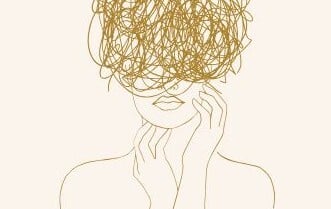 women anxiety line art