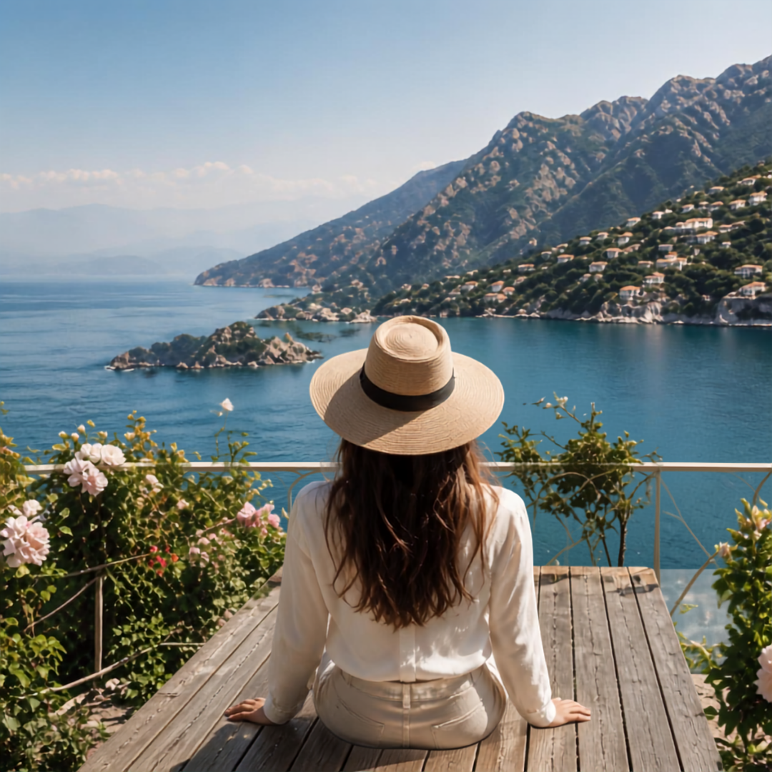 Woman looking at the ocean